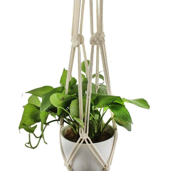 Appendiabiti In Macramè Vintage Con Vaso Da Fiori Sospeso