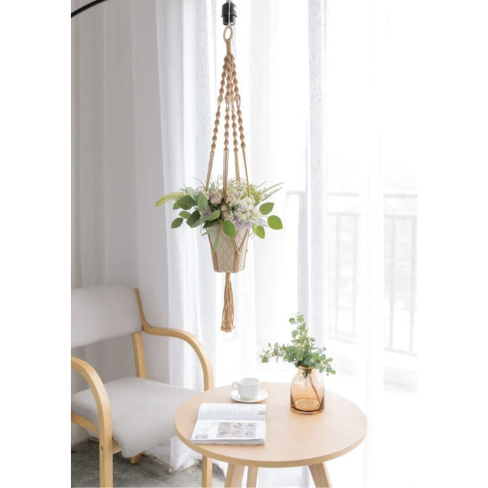 Vaso Da Fiori Sospeso In Macramè Giallo