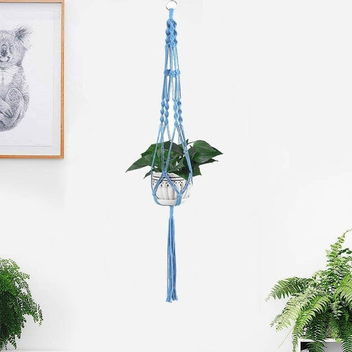 Vaso Da Fiori Sospeso In Macramè Porta Piante Blu
