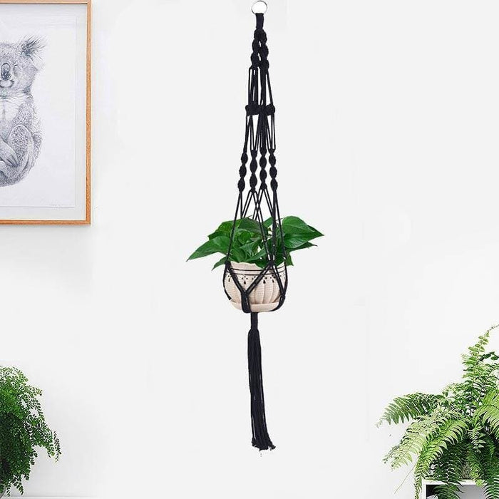 Vaso Da Fiori Sospeso In Macramè Porta Piante Nero