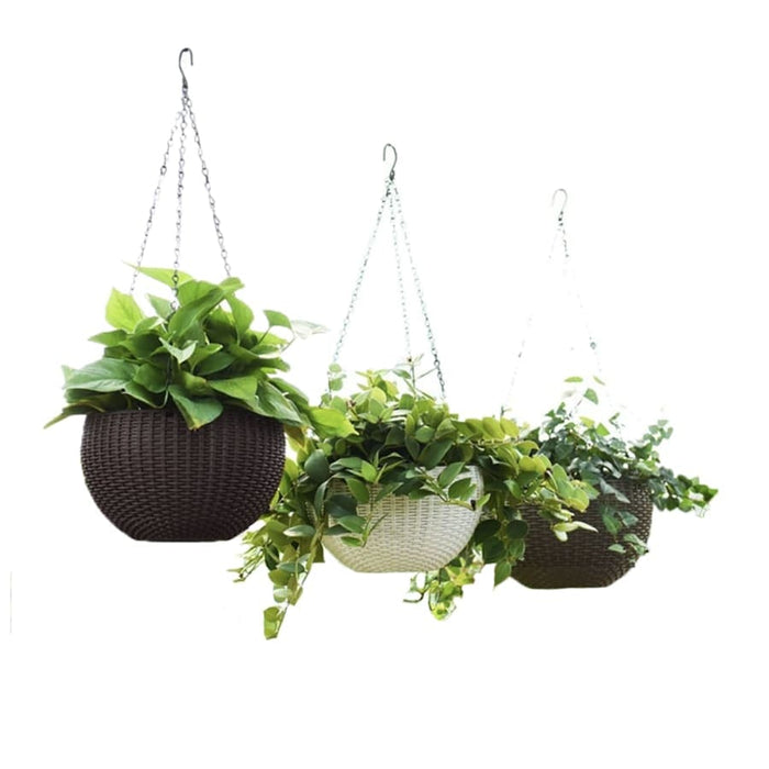 Vasi Da Fiori In Resina Intrecciata Con Vasi Da Fiori Sospesi