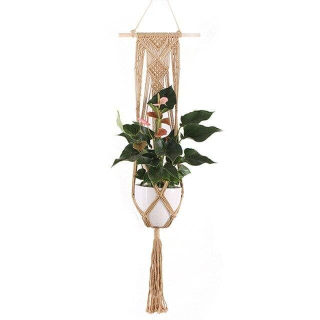 Supporto Per Vaso Da Fiori Sospeso In Macramè Naturale