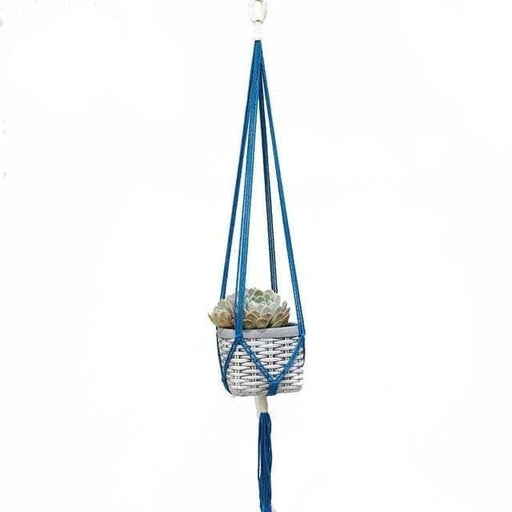 Vaso Da Fiori Sospeso In Macramè, Sospensione Blu