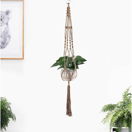 Vaso Da Fiori Sospeso Porta Piante In Macramè Marrone