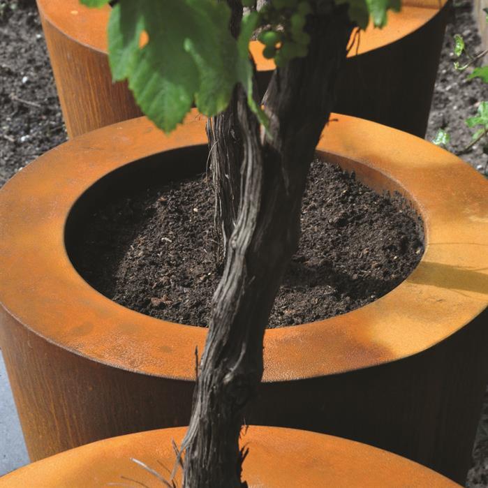 Vaso Da Fiori Cado In Acciaio Corten Arrugginito Da 100 Cm Da Giardino