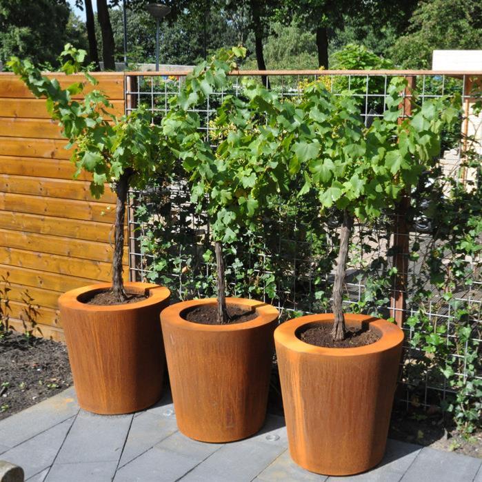 Vaso Da Fiori Cado In Acciaio Corten Arrugginito Da 100 Cm Da Giardino