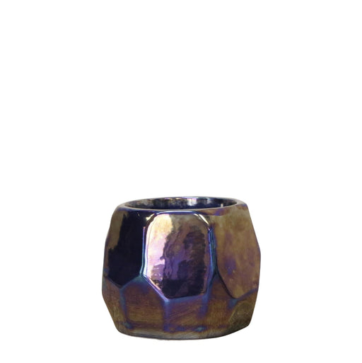 Vaso Blu Perla Con Finiture Lucide