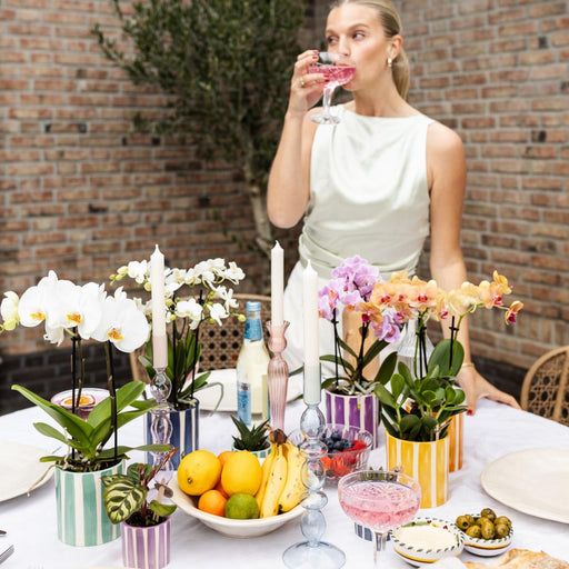 Vaso Decorativo A Strisce Dipinte - Lilla