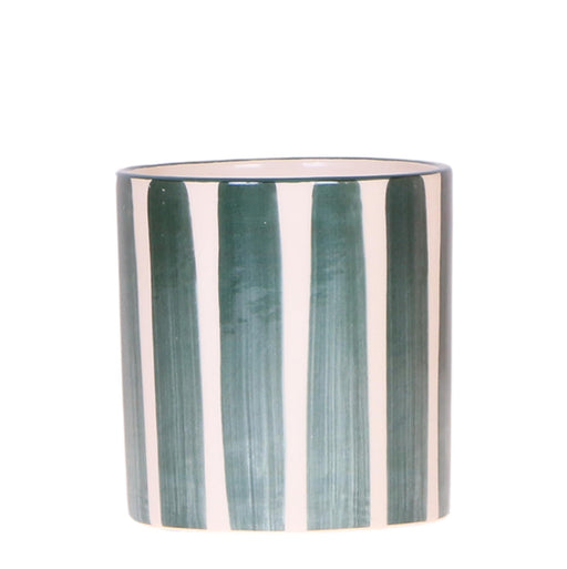 Vaso Decorativo A Strisce Dipinte - Verde