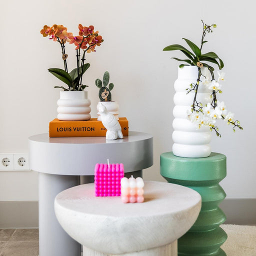 Vaso Decorativo In Ceramica A Bolle Bianche