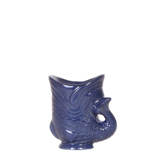 Vaso In Ceramica Con Pesce Decorativo - Blu