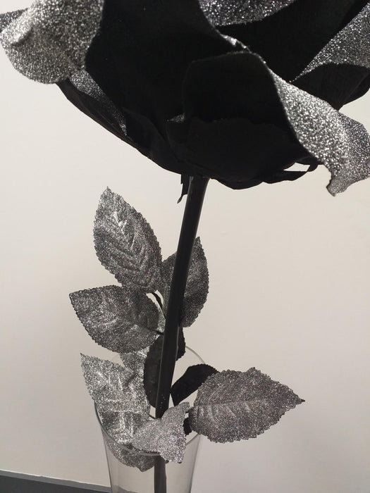 Rosa Artificiale Nera Scintillante Per La Decorazione D'interni