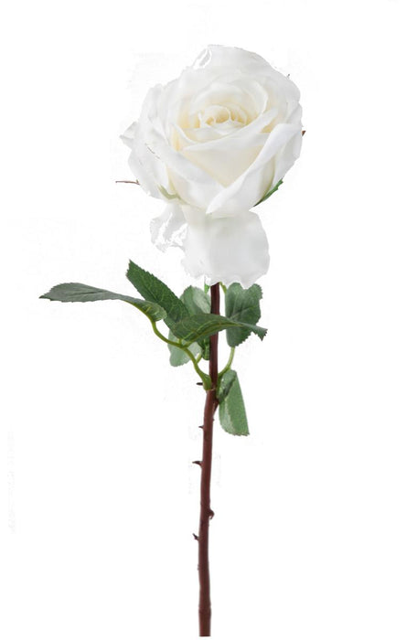 Rosa Artificiale Olivo 70Cm Tergal Bianco