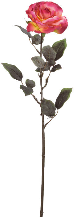 Rosa Fucsia Artificiale Con Stelo In Plastica Da 68 Cm