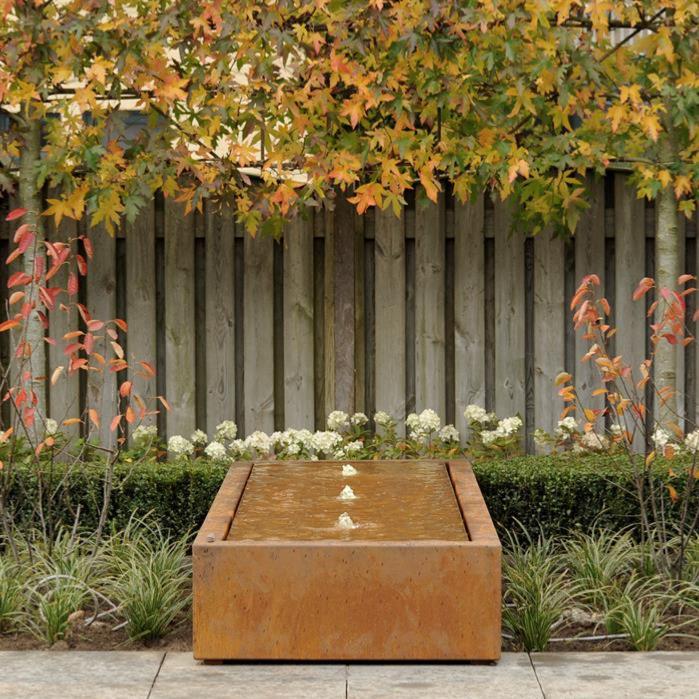 Tavolo Acqua Led In Acciaio Corten 200X80 Per Giardino