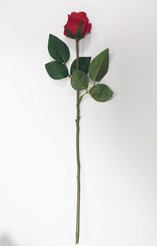 Stelo Di Rosa Artificiale In Velluto Rosso 45 Cm